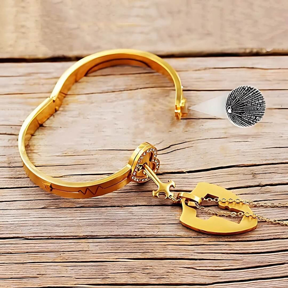 SET AMOR ETERNO: COLLAR + PULSERA CON PROYECCIÓN "TE AMO" PLATEADA